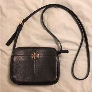Tory Burch Ivy Micro Black Leather Crossbody Purse